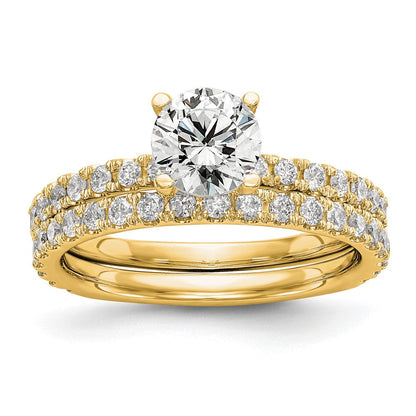 14K Gelbgold Verlobungsring mit 0,33 ct. Labordiamanten VS/SI+ G+, Halbfassung für 1 ct. runden Mittelstein