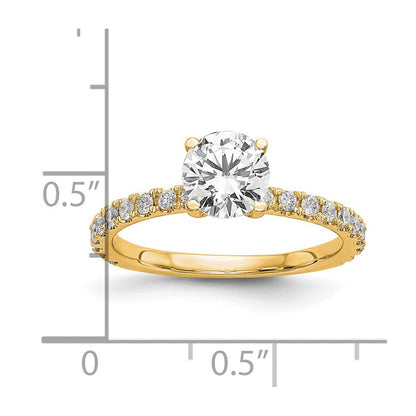 14K Gelbgold Verlobungsring mit 0,33 ct. Labordiamanten VS/SI+ G+, Halbfassung für 1 ct. runden Mittelstein