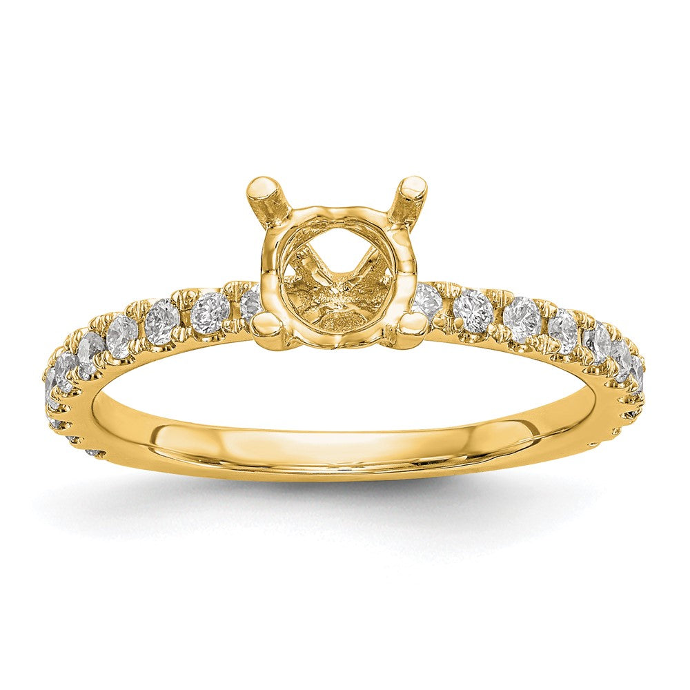 14K Gelbgold Verlobungsring mit 0,33 ct. Labordiamanten VS/SI+ G+, Halbfassung für 1 ct. runden Mittelstein