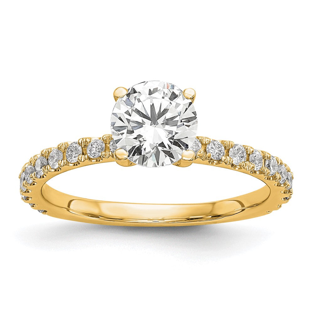 14K Gelbgold Verlobungsring mit 0,33 ct. Labordiamanten VS/SI+ G+, Halbfassung für 1 ct. runden Mittelstein