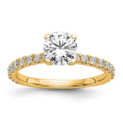 14K Gelbgold Verlobungsring mit 0,33 ct. Labordiamanten VS/SI+ G+, Halbfassung für 1 ct. runden Mittelstein