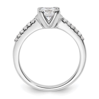 14K Weißgold (holds 3/4 Karat (5.80mm) Rund Mittig) 1/10 Diamant Halbfassung Verlobungsring
