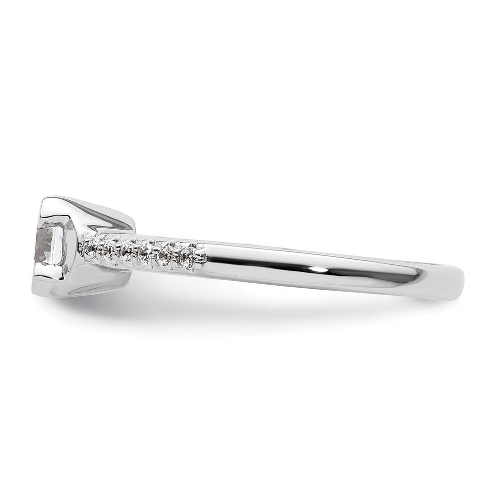 14K Weißgold (holds 3/4 Karat (5.80mm) Rund Mittig) 1/10 Diamant Halbfassung Verlobungsring