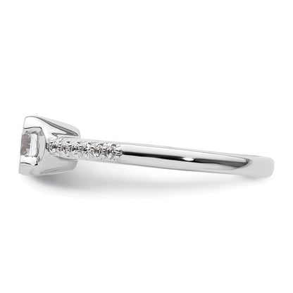14K Weißgold (holds 3/4 Karat (5.80mm) Rund Mittig) 1/10 Diamant Halbfassung Verlobungsring