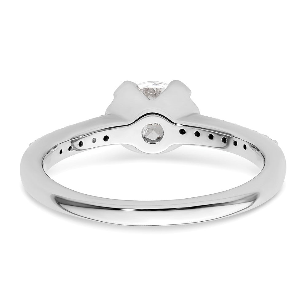14K Weißgold (holds 3/4 Karat (5.80mm) Rund Mittig) 1/10 Diamant Halbfassung Verlobungsring