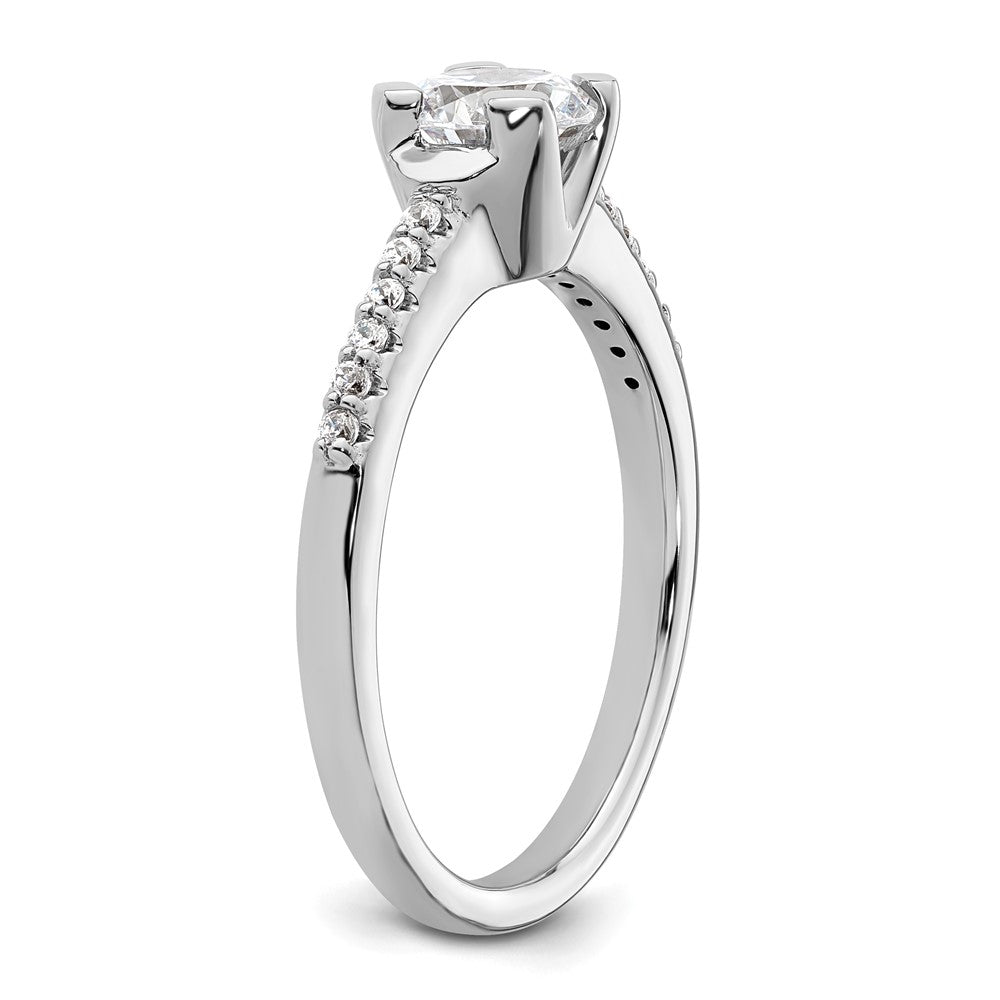 14K Weißgold (holds 3/4 Karat (5.80mm) Rund Mittig) 1/10 Diamant Halbfassung Verlobungsring