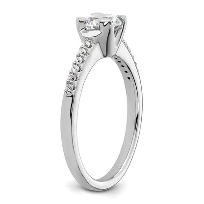 14K Weißgold (holds 3/4 Karat (5.80mm) Rund Mittig) 1/10 Diamant Halbfassung Verlobungsring