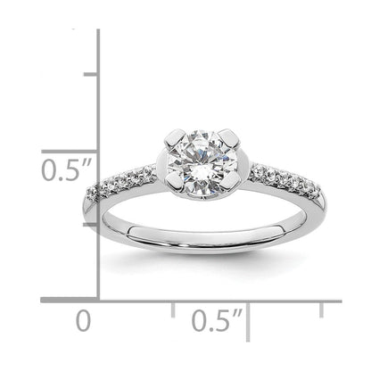 14K Weißgold (holds 3/4 Karat (5.80mm) Rund Mittig) 1/10 Diamant Halbfassung Verlobungsring