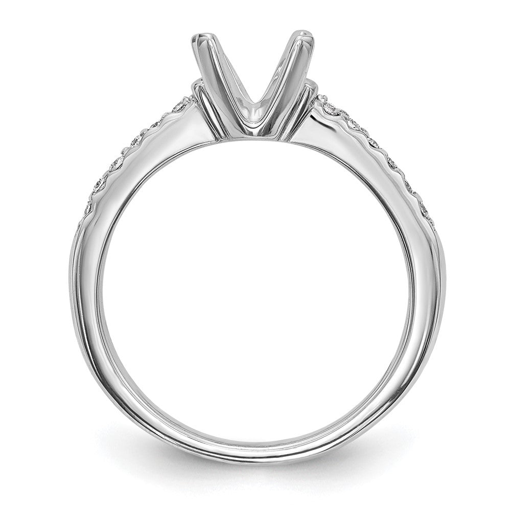 14K Weißgold (holds 1 Karat (6.50mm) Rund Mittig) 1/8 Karat Diamant Halbfassung Verlobungsring