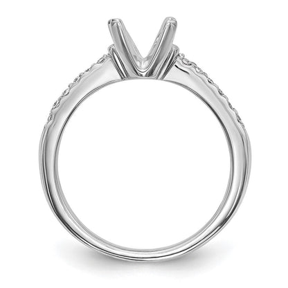 14K Weißgold (holds 1 Karat (6.50mm) Rund Mittig) 1/8 Karat Diamant Halbfassung Verlobungsring