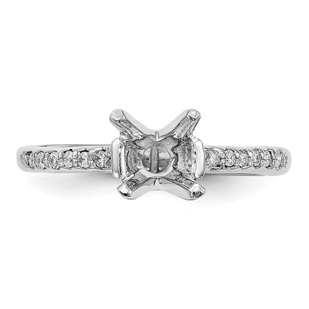 14K Weißgold (holds 1 Karat (6.50mm) Rund Mittig) 1/8 Karat Diamant Halbfassung Verlobungsring