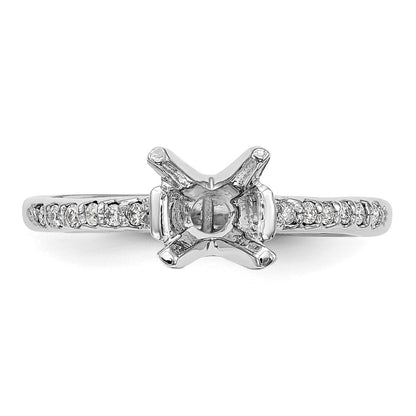 14K Weißgold (holds 1 Karat (6.50mm) Rund Mittig) 1/8 Karat Diamant Halbfassung Verlobungsring