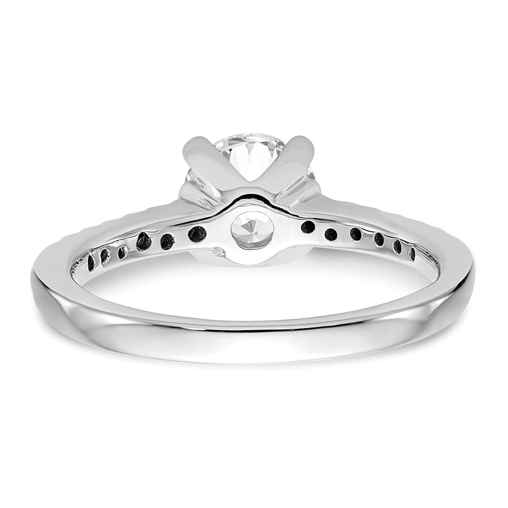 14K Weißgold (holds 1 Karat (6.50mm) Rund Mittig) 1/8 Karat Diamant Halbfassung Verlobungsring