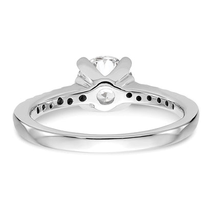 14K Weißgold (holds 1 Karat (6.50mm) Rund Mittig) 1/8 Karat Diamant Halbfassung Verlobungsring