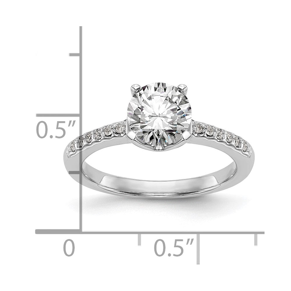 14K Weißgold (holds 1 Karat (6.50mm) Rund Mittig) 1/8 Karat Diamant Halbfassung Verlobungsring