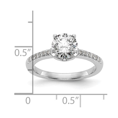 14K Weißgold (holds 1 Karat (6.50mm) Rund Mittig) 1/8 Karat Diamant Halbfassung Verlobungsring