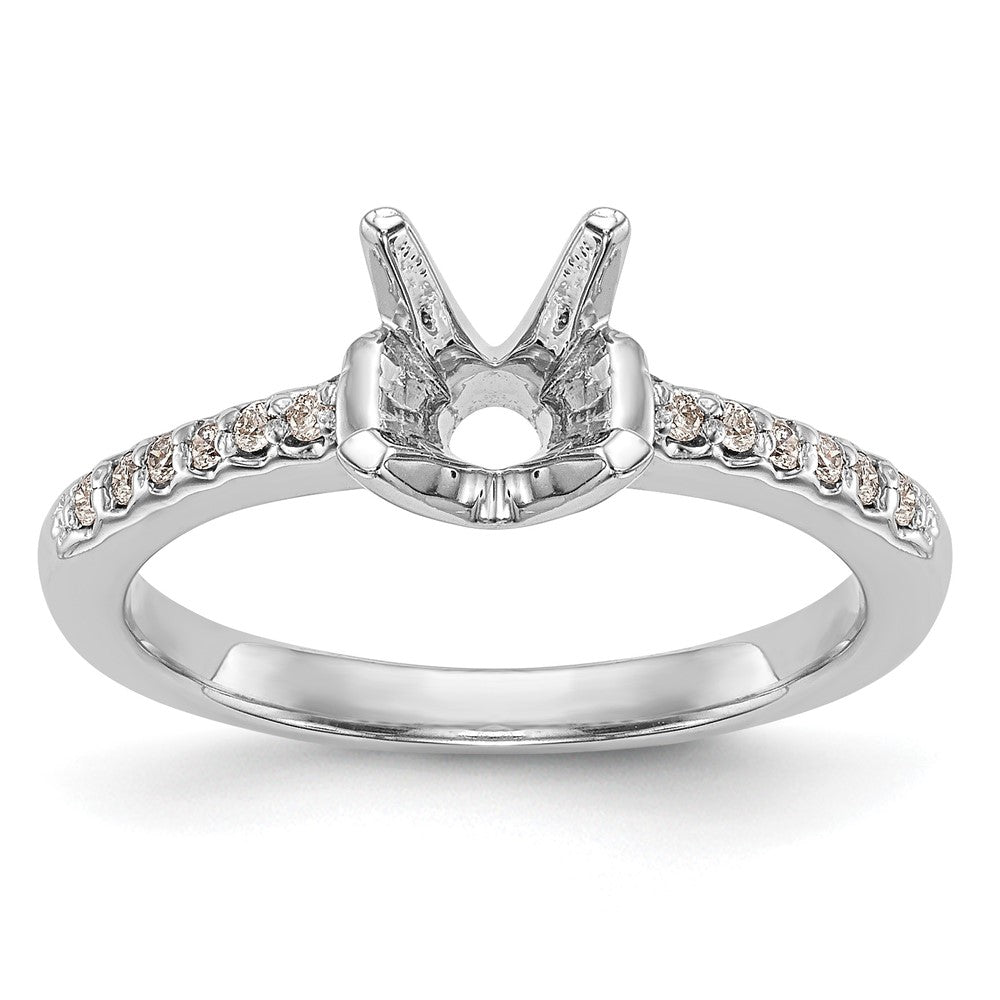 14K Weißgold (holds 1 Karat (6.50mm) Rund Mittig) 1/8 Karat Diamant Halbfassung Verlobungsring