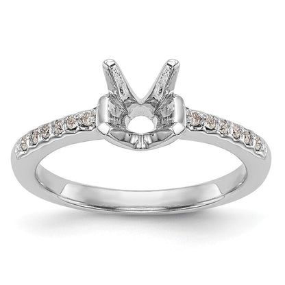 14K Weißgold (holds 1 Karat (6.50mm) Rund Mittig) 1/8 Karat Diamant Halbfassung Verlobungsring