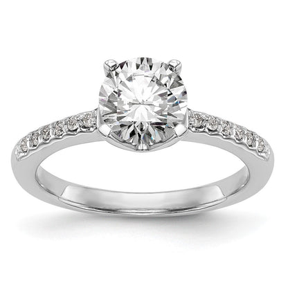 14K Weißgold (holds 1 Karat (6.50mm) Rund Mittig) 1/8 Karat Diamant Halbfassung Verlobungsring