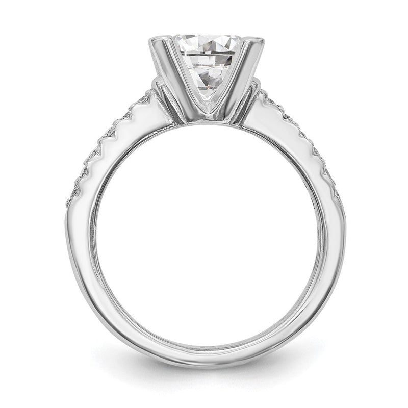 14K Weißgold (holds 2 Karat (8.00mm) Rund Mittig) 1/8 Karat Diamant Halbfassung Verlobungsring