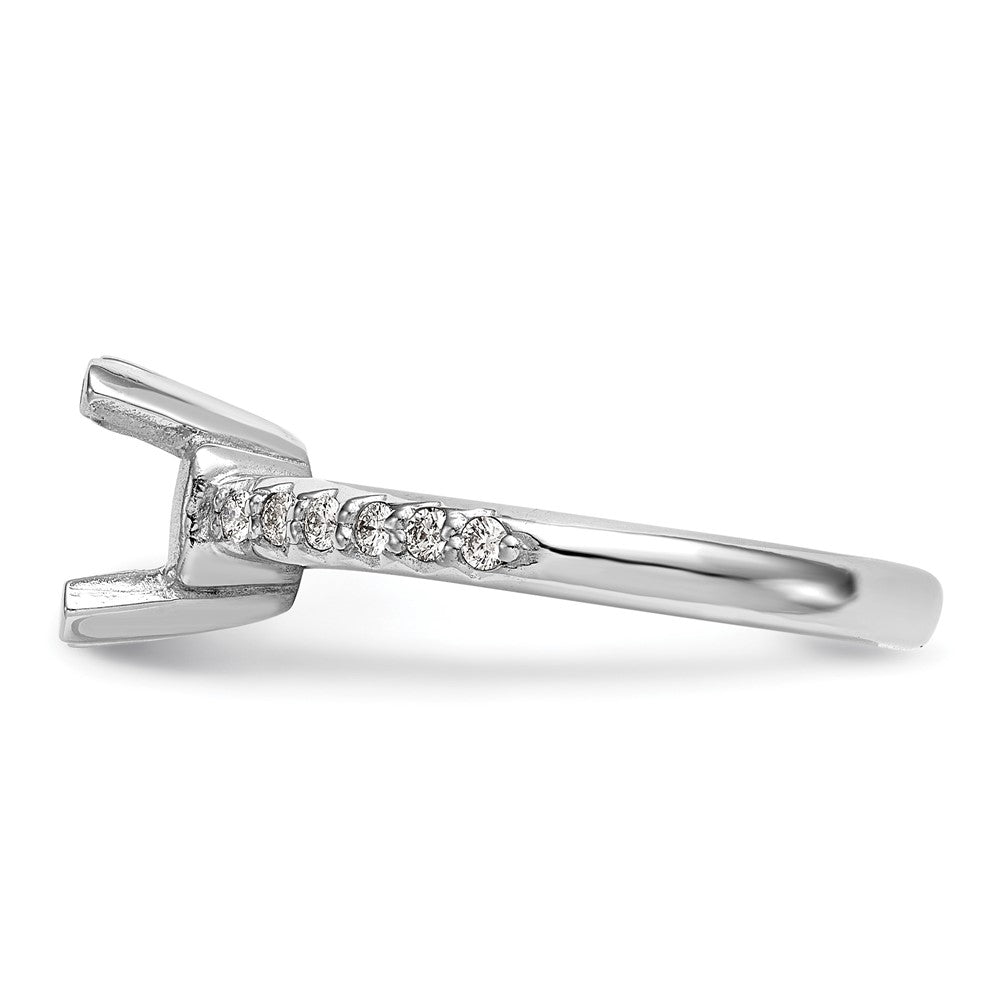 14K Weißgold (holds 2 Karat (8.00mm) Rund Mittig) 1/8 Karat Diamant Halbfassung Verlobungsring