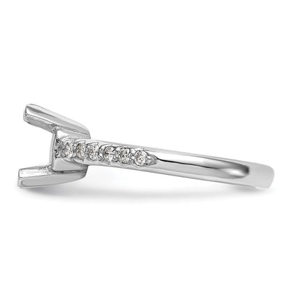 14K Weißgold (holds 2 Karat (8.00mm) Rund Mittig) 1/8 Karat Diamant Halbfassung Verlobungsring