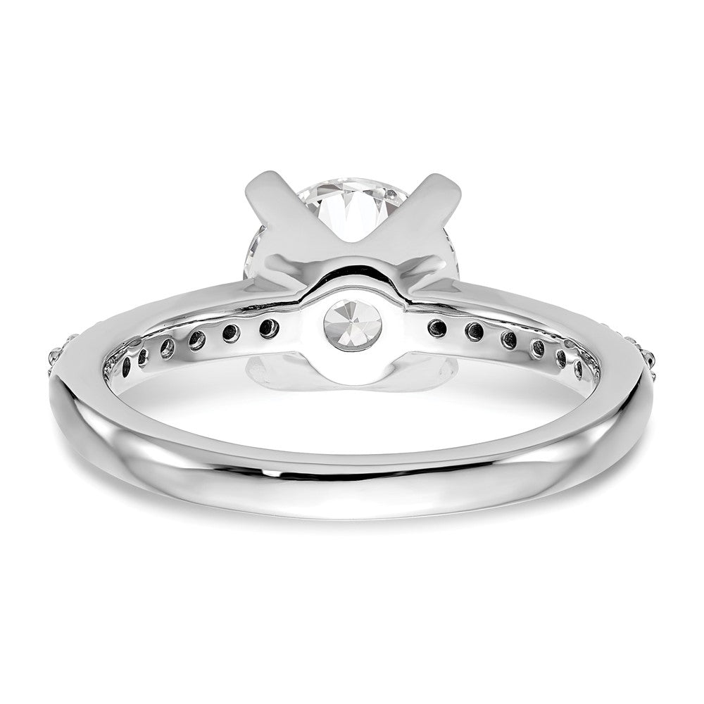 14K Weißgold (holds 2 Karat (8.00mm) Rund Mittig) 1/8 Karat Diamant Halbfassung Verlobungsring