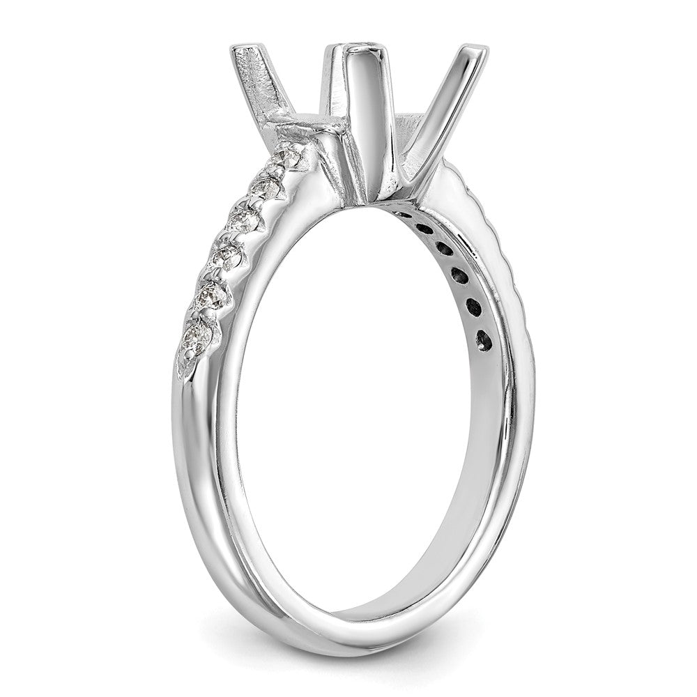 14K Weißgold (holds 2 Karat (8.00mm) Rund Mittig) 1/8 Karat Diamant Halbfassung Verlobungsring