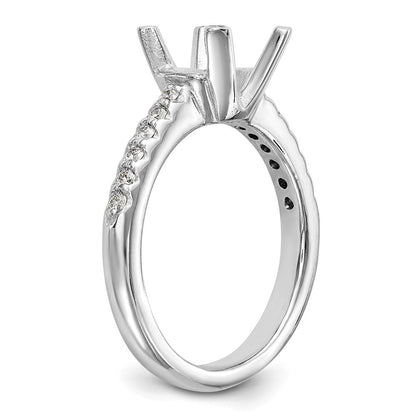 14K Weißgold (holds 2 Karat (8.00mm) Rund Mittig) 1/8 Karat Diamant Halbfassung Verlobungsring