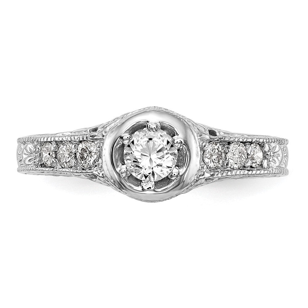 14K Weißgold Verlobungsring mit simuliertem Diamanten