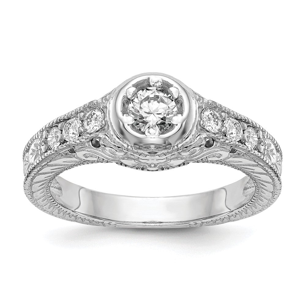14K Weißgold Verlobungsring mit simuliertem Diamanten