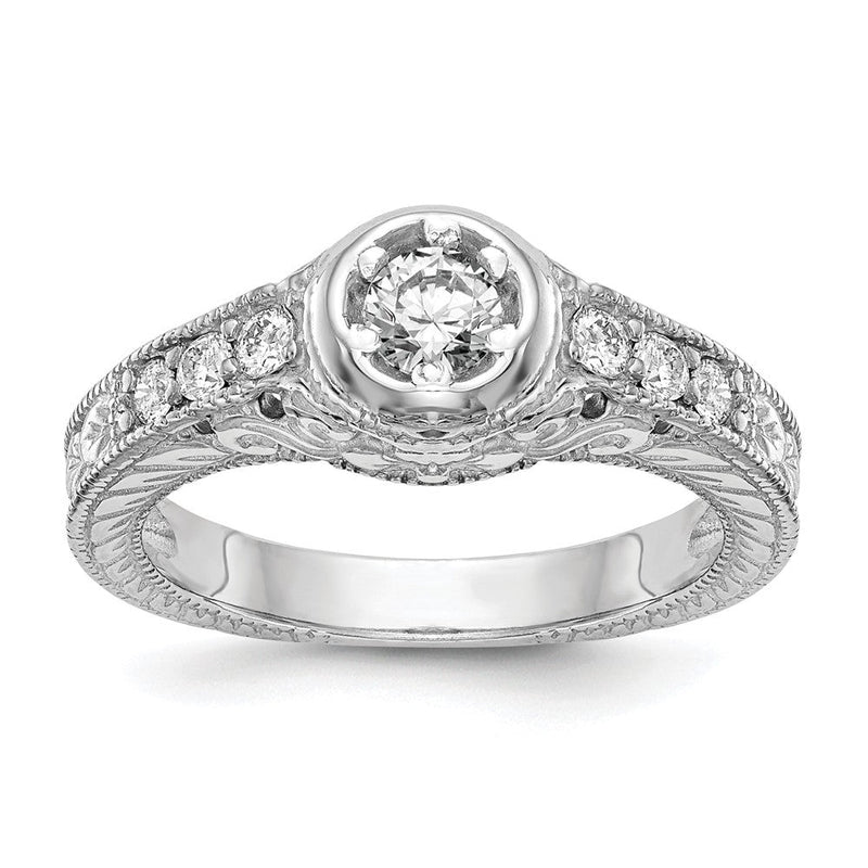 14K Weißgold Verlobungsring mit simuliertem Diamanten