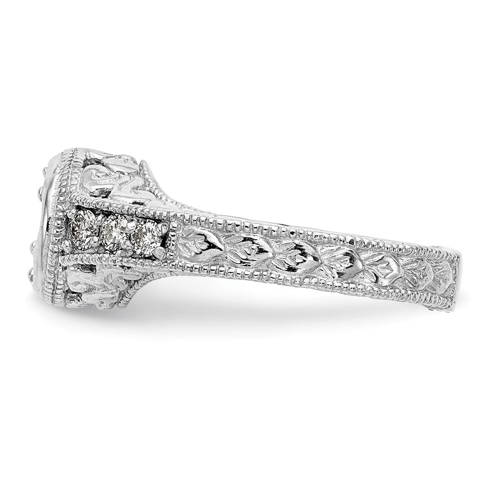14K Weißgold Verlobungsring mit simulierten Diamanten