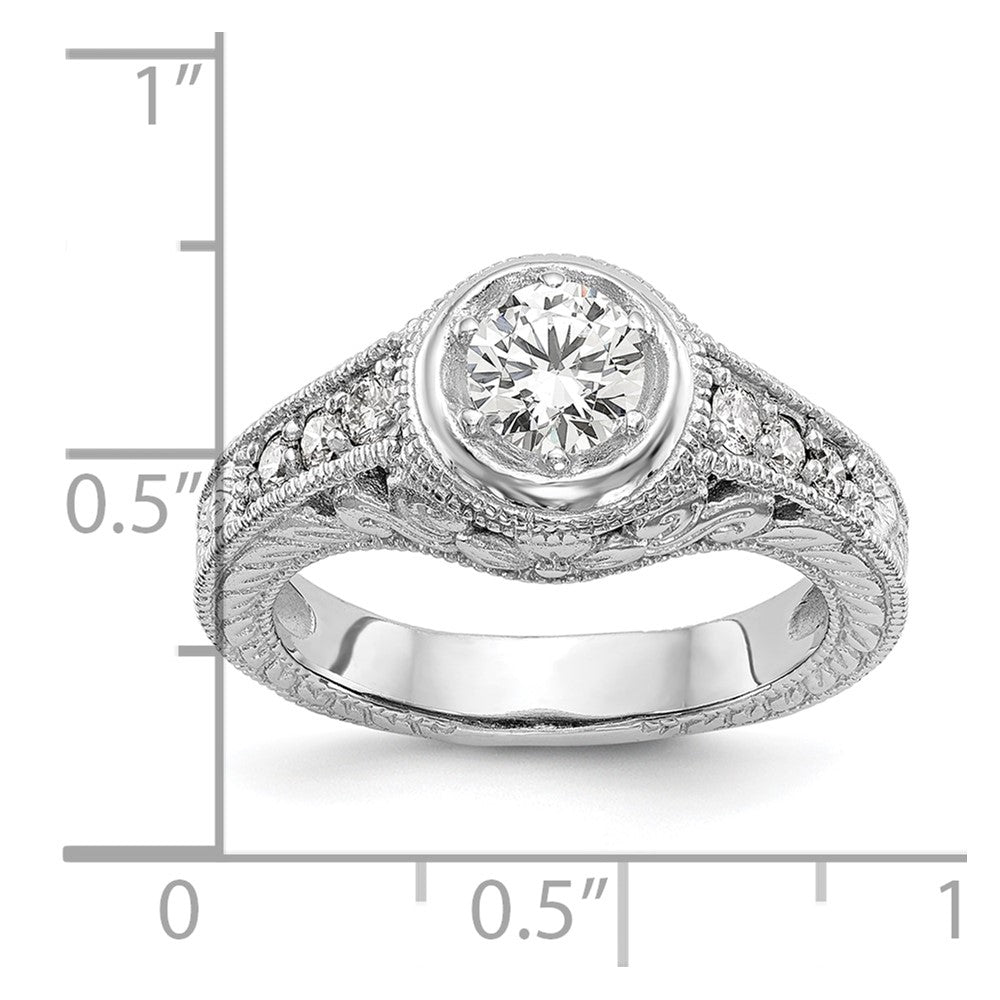 14K Weißgold Verlobungsring mit simulierten Diamanten