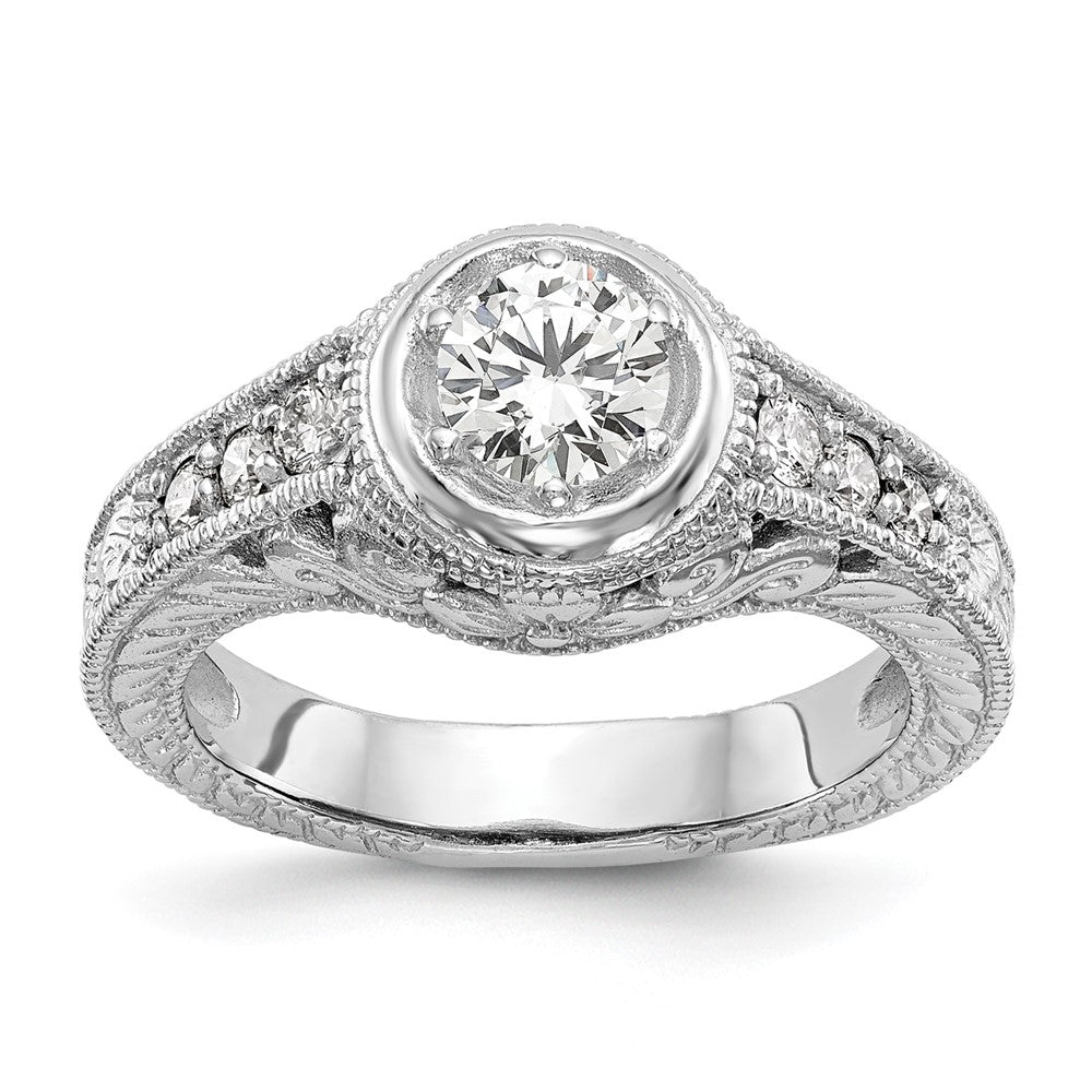 14K Weißgold Verlobungsring mit simulierten Diamanten