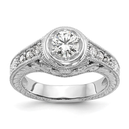 14K Weißgold Verlobungsring mit simulierten Diamanten