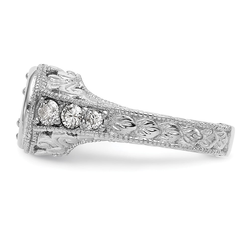 14K Weißgold Verlobungsring mit simulierten Diamanten