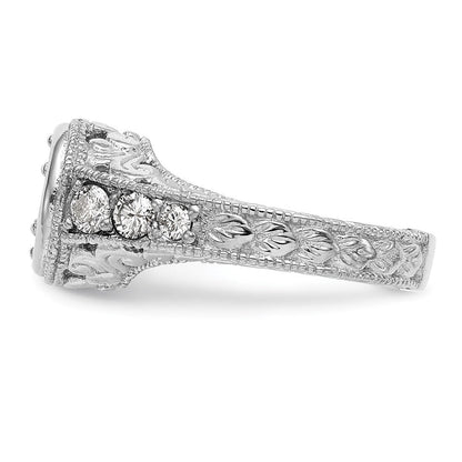 14K Weißgold Verlobungsring mit simulierten Diamanten