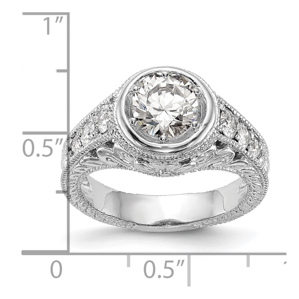 14K Weißgold Verlobungsring mit simulierten Diamanten