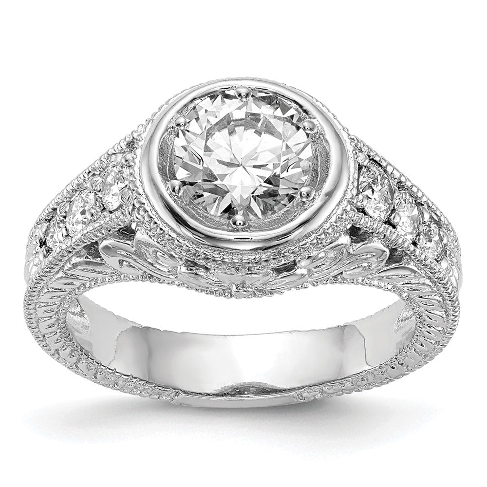 14K Weißgold Verlobungsring mit simulierten Diamanten
