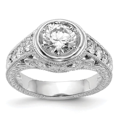 14K Weißgold Verlobungsring mit simulierten Diamanten