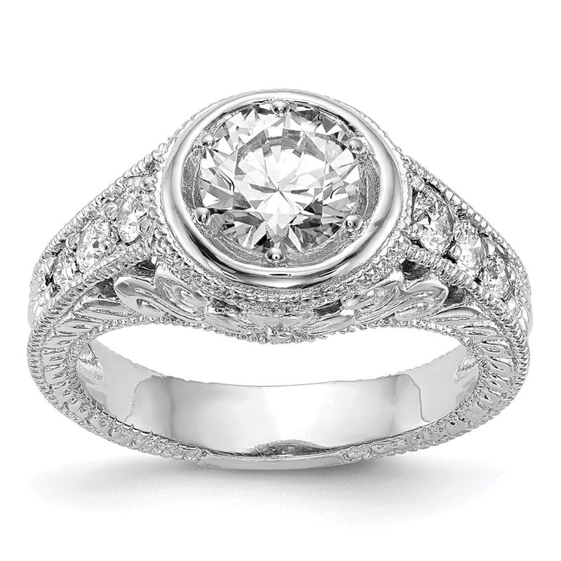 14K Weißgold Verlobungsring mit simulierten Diamanten