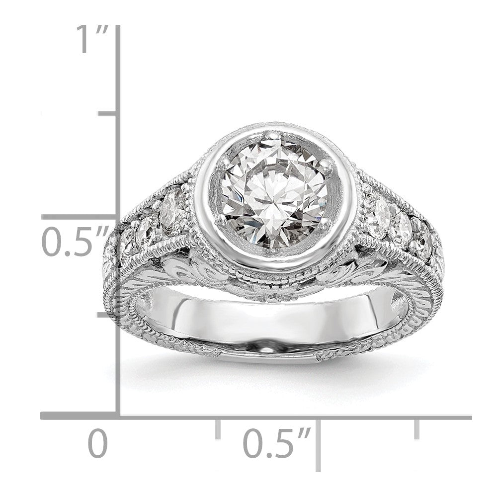 14K Weißgold Verlobungsring mit simuliertem Diamanten
