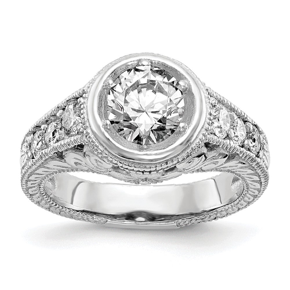 14K Weißgold Verlobungsring mit simuliertem Diamanten