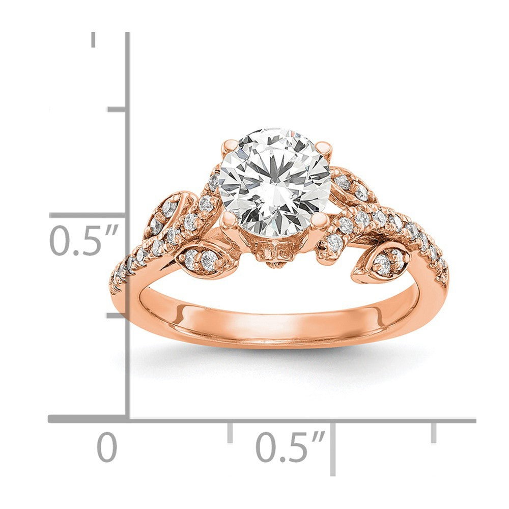 14K Roségold 0,375 ct. Labordiamant VS/SI+ G+ 0,75 ct. Mittelstein Rund Kanalfassung Geteilte-Krappen-Verlobungsring