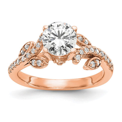 14K Roségold 0,375 ct. Labordiamant VS/SI+ G+ 0,75 ct. Mittelstein Rund Kanalfassung Geteilte-Krappen-Verlobungsring
