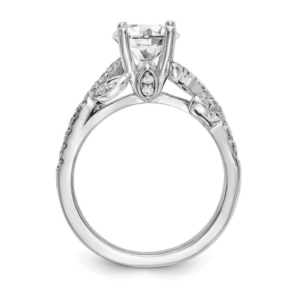 14K Weißgold Verlobungsring mit 0,375 ct. laborgezüchteten Diamanten VS/SI+ G+ und 0,75 ct. rundem Mittelstein in Kanalfassung mit gemeinsamer Krappenfassung