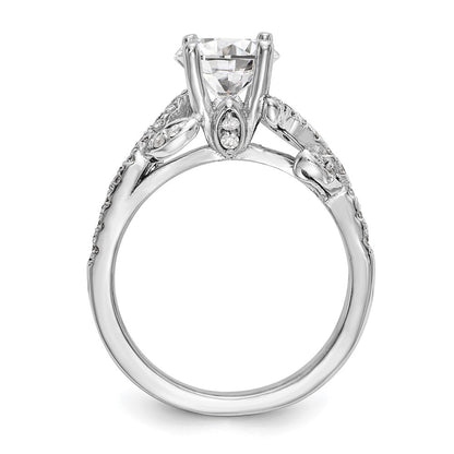 14K Weißgold Verlobungsring mit 0,375 ct. laborgezüchteten Diamanten VS/SI+ G+ und 0,75 ct. rundem Mittelstein in Kanalfassung mit gemeinsamer Krappenfassung