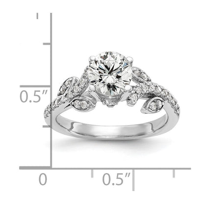 14K Weißgold Verlobungsring mit 0,375 ct. laborgezüchteten Diamanten VS/SI+ G+ und 0,75 ct. rundem Mittelstein in Kanalfassung mit gemeinsamer Krappenfassung