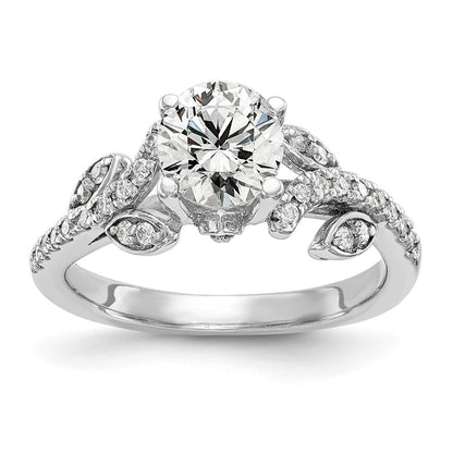 14K Weißgold Verlobungsring mit 0,375 ct. laborgezüchteten Diamanten VS/SI+ G+ und 0,75 ct. rundem Mittelstein in Kanalfassung mit gemeinsamer Krappenfassung